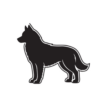 Husky dog silhouette vector flat illustration design.