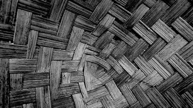 Monochrome Woven Bamboo Texture Motion Background Rough Center Surface For Film Seamless Loop