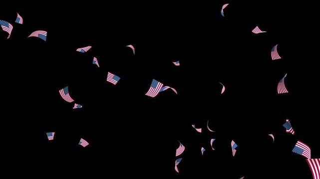 American United States flag confetti falling on transparent background