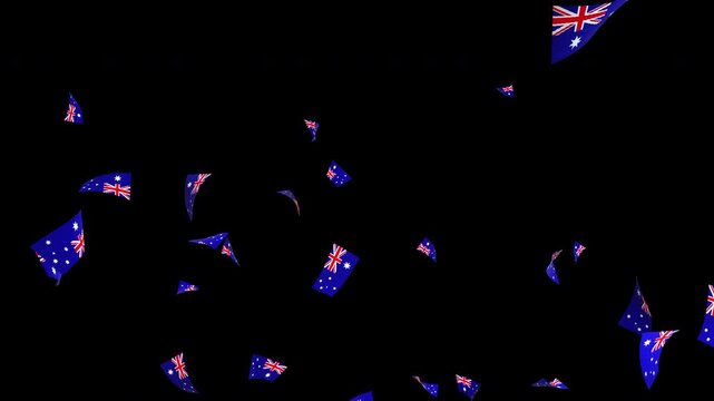 Australia flag confetti falling on transparent background