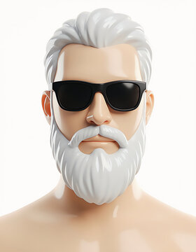 Stylized Bearded Man Wearing Dark Sunglasses Portrait