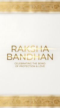 Elegant Raksha Bandhan greeting card design with golden typography on a clean white background.