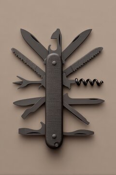 Multi-tool, dark gray, various blades