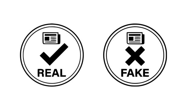 Real and Fake News Verification Badge Icons Vector Set