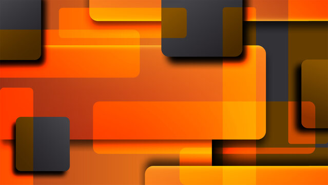 abstract geometric background featuring layered orange and dark gray rounded rectangles with drop shadows, modern digital wallpaper and web banner design