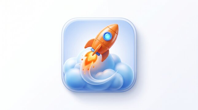 Modern 3D Glossy Rocket App Icon
