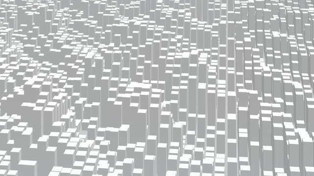 An abstract digital landscape of rising grey blocks creates a modern, futuristic background, ideal for seamless motion.