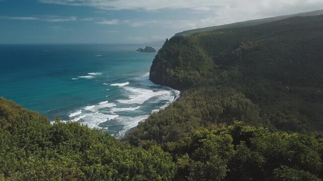 Aerial view of the coast of the Hawaiian Big Island