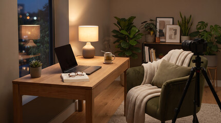 Fototapeta premium Cozy Evening Relaxation After Work for Healthy Work Life Balance