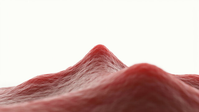 Macro view of human skin texture ridges with glowing red light showing biological surface details.