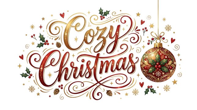 A beautifully designed 'cozy christmas' image perfect for holiday greetings and festive seasonal celebrations