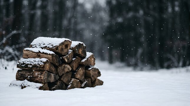 A cozy snow covered cabin nestled in a winter wonderland offering a peaceful retreat and scenic beauty
