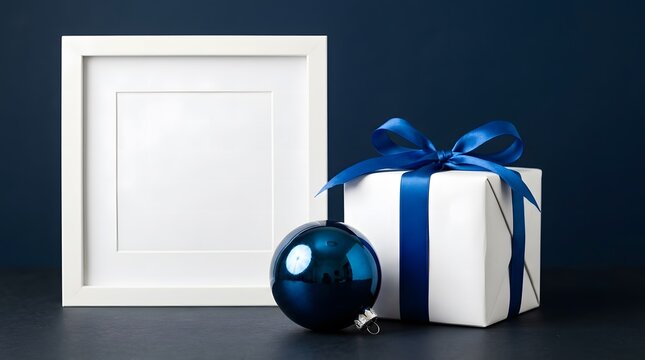 A festive scene featuring a beautifully wrapped gift placed before a classic inviting white door