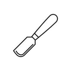 Obraz premium Minimalist line art icon of a straight skiving knife tool used for thinning leather edges.