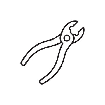 Minimalist line art icon of specialized leather pliers used for flattening and pressing leather seams. 