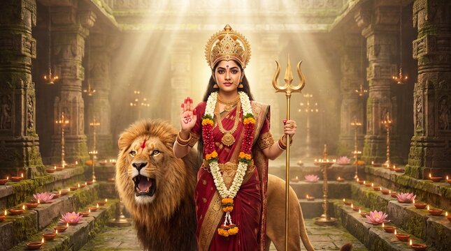 Godess Durga on Maha Navratri, Navadurga, Durga Puja, Sharad Navratri, Jyeshtha Shukla Ashtami/Masik Durga Ashtami, Mahanavami, Vijayadashami, Dussehra, Durga/Mahakali/Jagadamba, ... See More