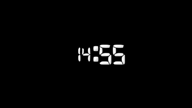 Minimalist digital clock display h1580 black background time concept
