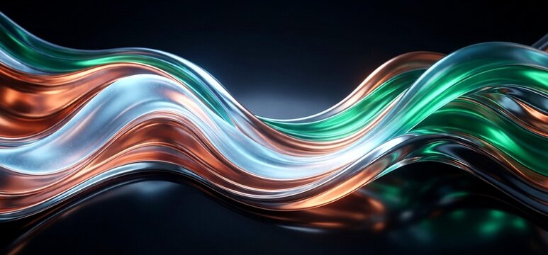 Molten liquid arches copper frost emerald waves