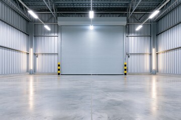 Fototapeta premium The Warehouse Interior Empty Industrial Space With Large Roller Door