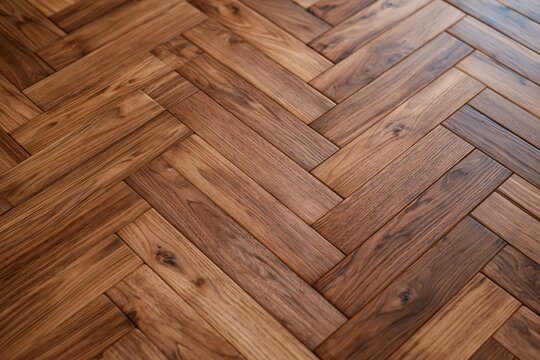 The Warm Parquet Floor in Rich Wood Grain and Herringbone Pattern