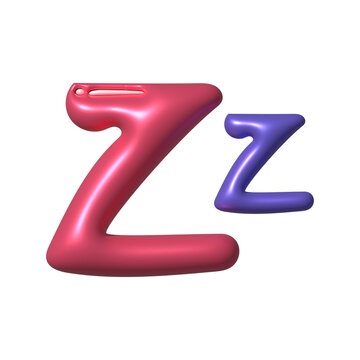 Stylized 3d letter z in shiny pink and purple for alphabet design and graphic elements.