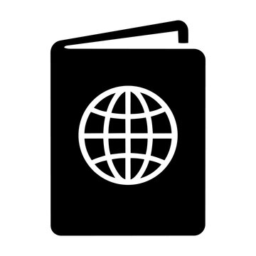 Passport document travel identification international globes solid vector icon