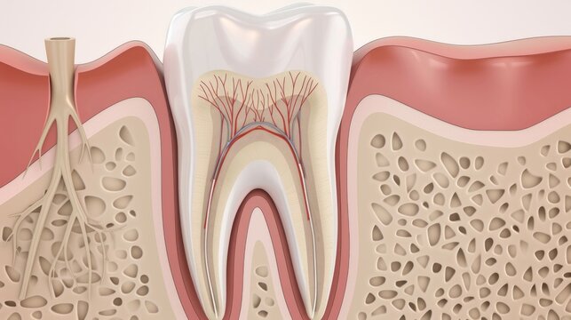 Detailed Cross Section of Human Tooth Anatomy.