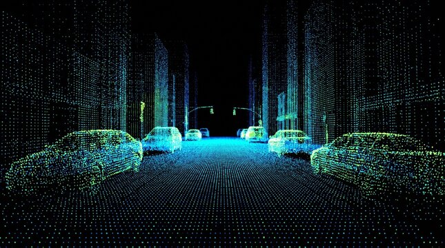 Autonomous Vehicle LiDAR Sensor Abstract Background AI Technology Self Driving Future