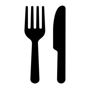 Fork and knife cutlery restaurant food dining meal silhouette vector icon