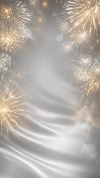 Golden fireworks frame abstract festive background