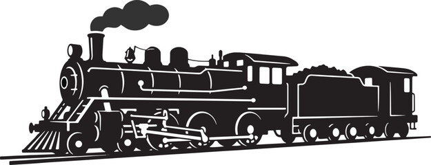 Vintage Steam Locomotive Train Silhouette Isolated © adel