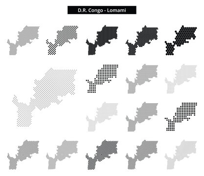 Map of D.R.-Congo region Lomami in various dots pattern designs