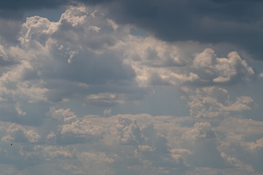 Layered cumulus and stratocumulus cloudscape with soft diffused daylight