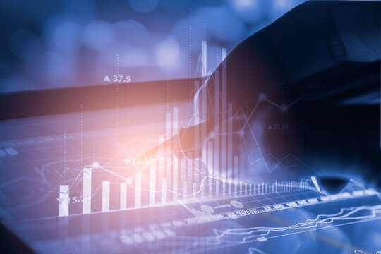 Stock market or forex trading graph and candlestick chart suitable for financial investment concept. Economy trends background for business idea and all art work design. Abstract finance background.
