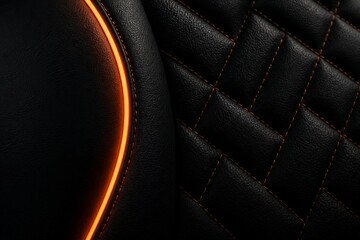 Obraz premium Leather seat detail with illuminated orange trim in car interior