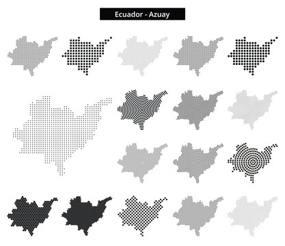 Map of Ecuador region Azuay in various dots pattern designs