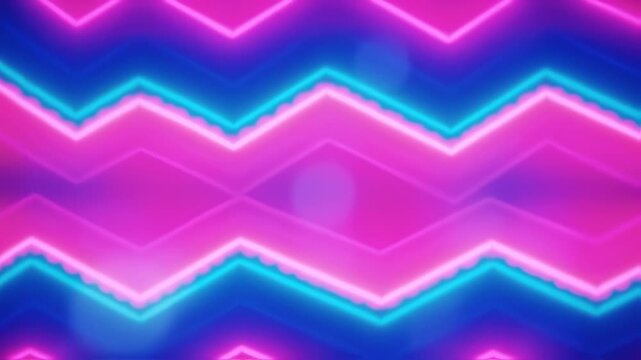 Abstract neon zigzag pattern in vibrant pinks, blues, and turquoise