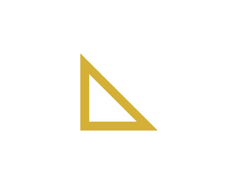 Minimalist golden outline of a right triangle on a clean white background