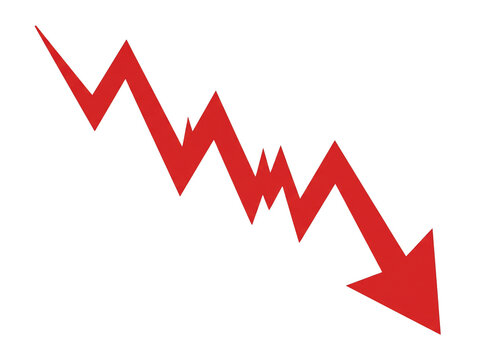 Red Falling Arrow Line Graph Representing Financial Market Loss and Crash