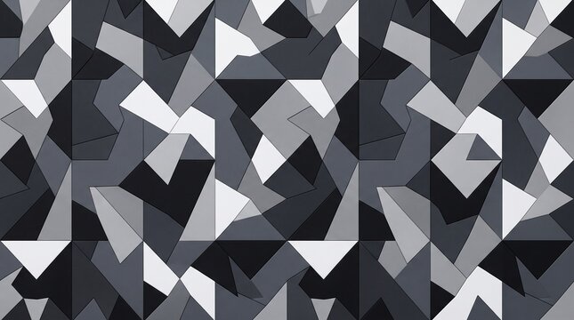 Geometric camouflage pattern in grayscale tones. Abstract polygonal camo texture. Modern military splinter design for tactical gear. isolated PNG with Transparent Background