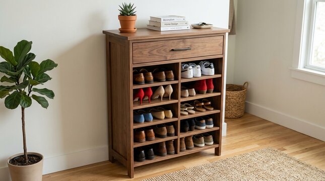 Wooden shoe cabinet