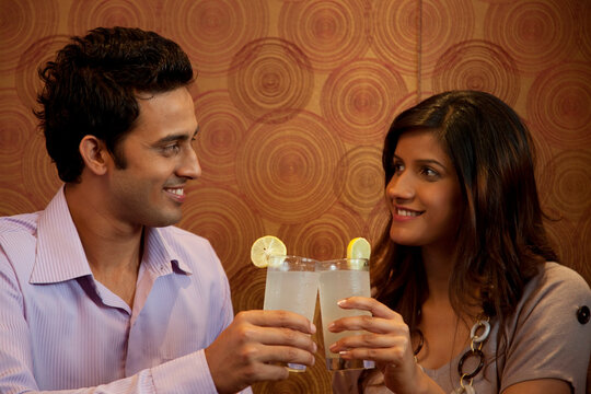 Couple having drinks in a restaurant