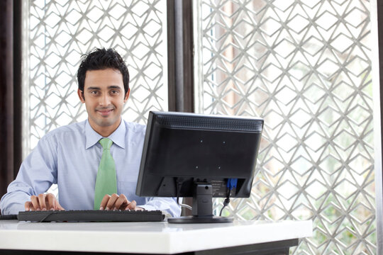 Executive working on a computer