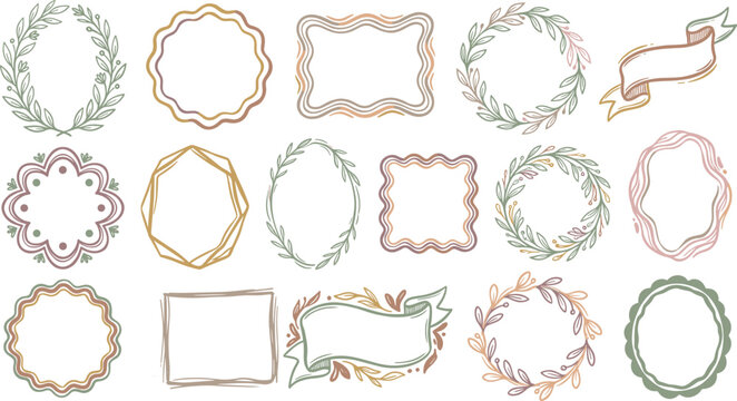 Decorative Frames Borders Vector Set Botanical Labels and Design Elements