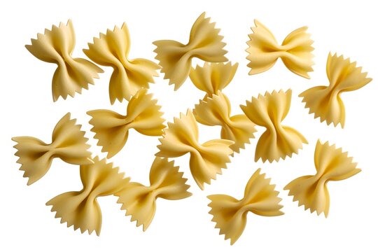 Raw farfalle pasta bowties isolated on a white background with farfalle
