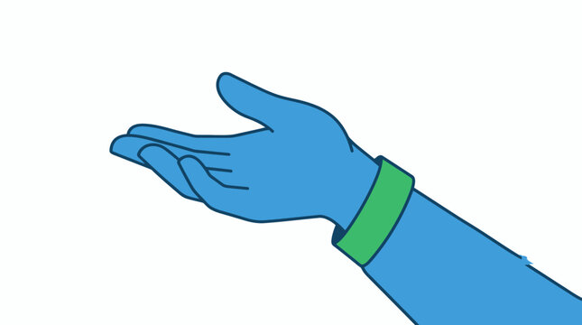 Blue Cartoon Hand Gesture Holding or Offering Support on White Background
