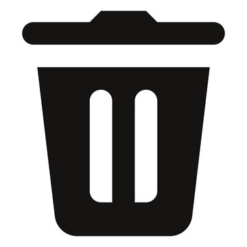 Black trash bin icon with two vertical slots on a clean background