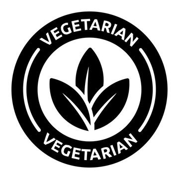 Black vegetarian symbol with leaf icon in circular design