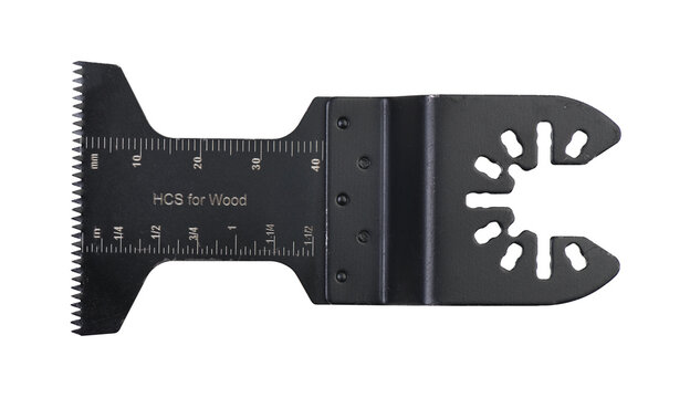 Plunge saw blade HCS for wood oscillating multi tool on white.