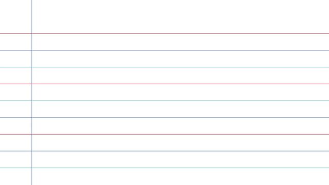 Horizontal notebook lines paper animation isolated on white background
